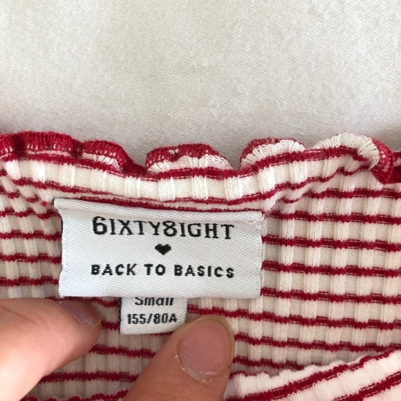 6ixty8ight Red Striped Lettuce Tee - Picture 2 of 2